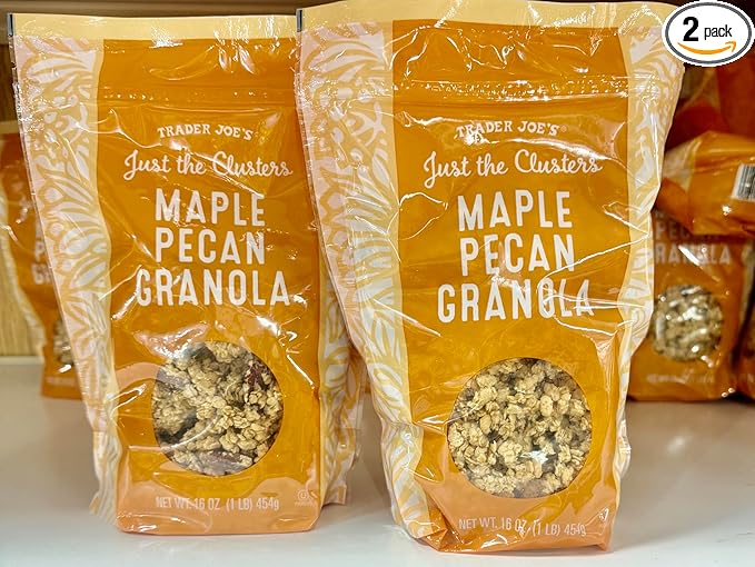 Trader Joe's Just the Clusters Maple Pecan Granola Crunchy Sweet Clusters 16 oz (1 lb) Premium Breakfast Cereal with Rolled Oats and Nuts