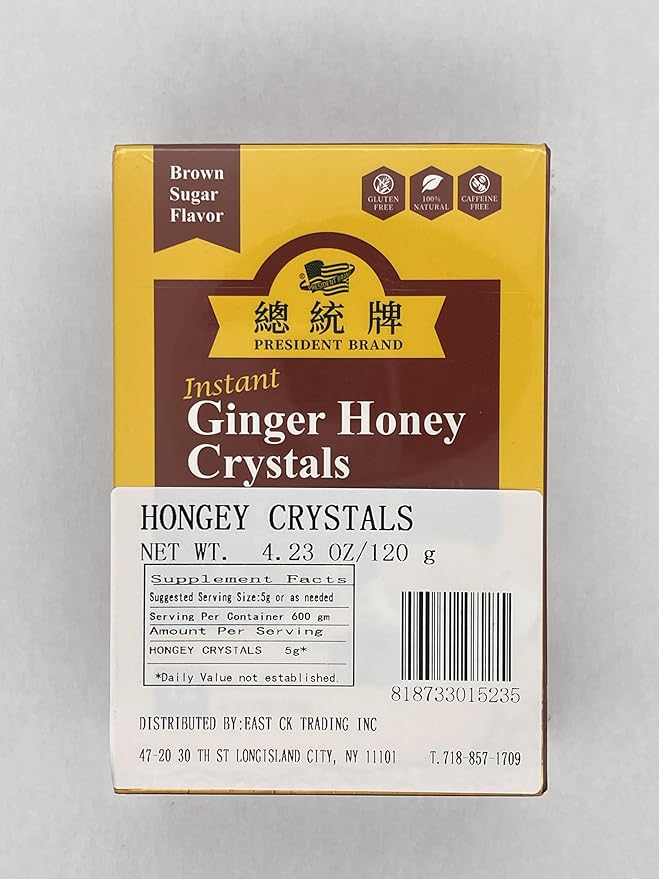 President Brand Instant Brown Sugar Ginger Honey Crystals 12 Sachet 黑糖蜂蜜 薑王晶冲剂 (4)