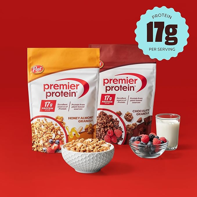 Premier Protein Granola Chocolate Flavored Crunchy Clusters Yogurt Topping or On-The-Go Snack 9 oz Resealable Bag (Pack of 5)