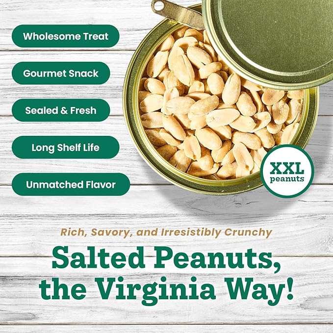 Hubs Peanuts Premium Salted Virginia Nuts Non-GMO Gluten Free Healthy Snacks - Irresistible Crunch &amp Flavored Peanuts - Made from Premium Ingredients - Vacuum-Sealed Tin - 2 Packs of 40 oz Cans