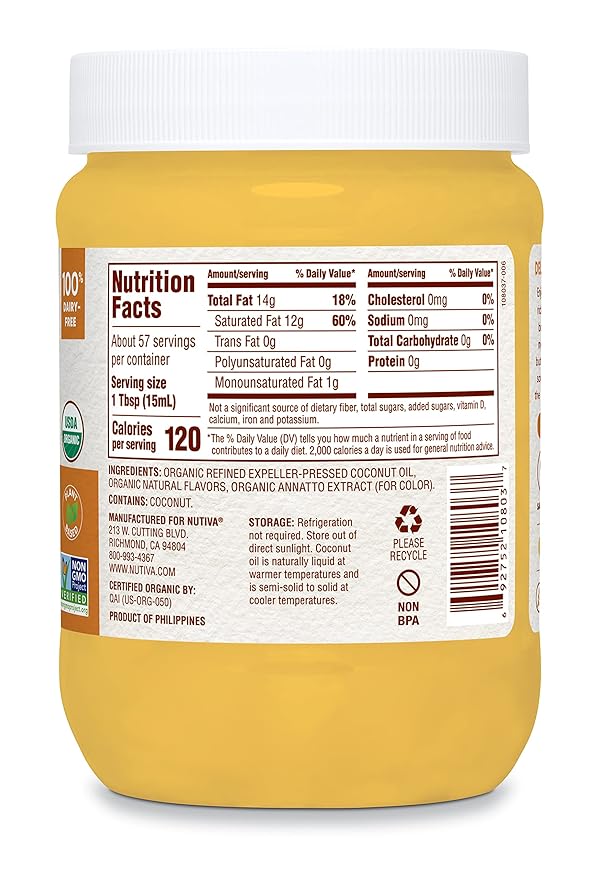 Nutiva Coconut Oil for Cooking and Baking - Butter Flavor Perfect for Making Movie Theater Popcorn Baked Goods Bread - Non-Dairy Alternative for Keto Vegan and Paleo Diets - 29floz