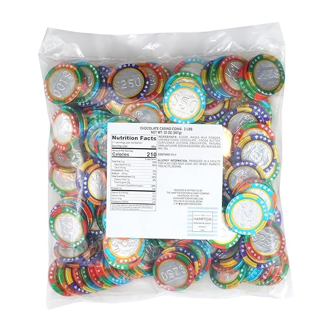 Milk Chocolate Casino Coins 2 Pound Bulk Bag Chocolate Coins Individually Wrapped Chocolates