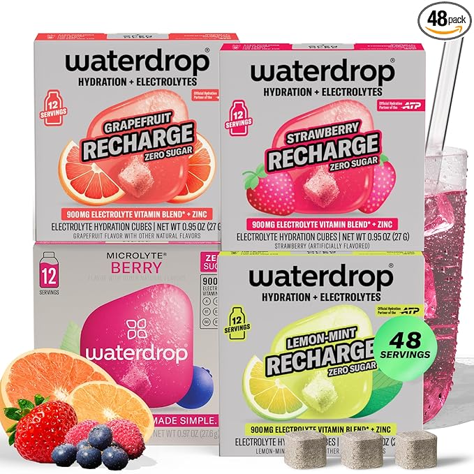 Waterdrop Microlyte Mix – Sugar-Free Electrolytes for Fitness &amp Hydration – 48 Drops with Magnesium Calcium Sodium + Zinc – Electrolyte Water Flavoring in Strawberry Grapefruit Berry &amp Lemo