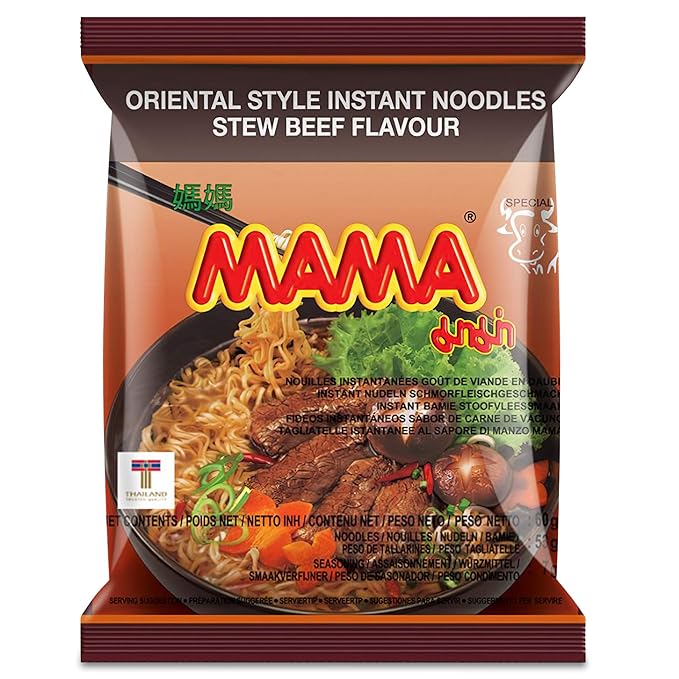 MAMA Noodles Beef Stew Instant Spicy Noodles w/Delicious Thai Flavors Hot &amp Spicy Noodles No Trans Fat w/Fewer Calories Than Deep Fried Noodles 30 Pack