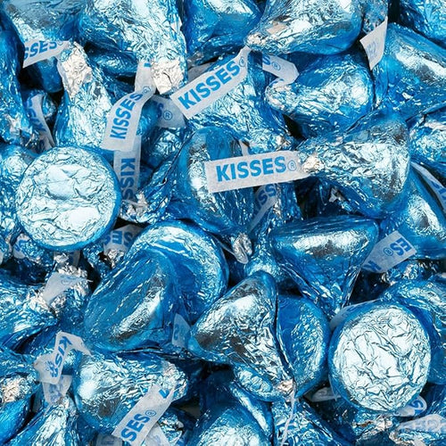 400ct Personalized Candy Promotional Items Light Blue Kisses with DIY Photo or Logo Stickers Chocolate Party Favors for Birthday Wedding