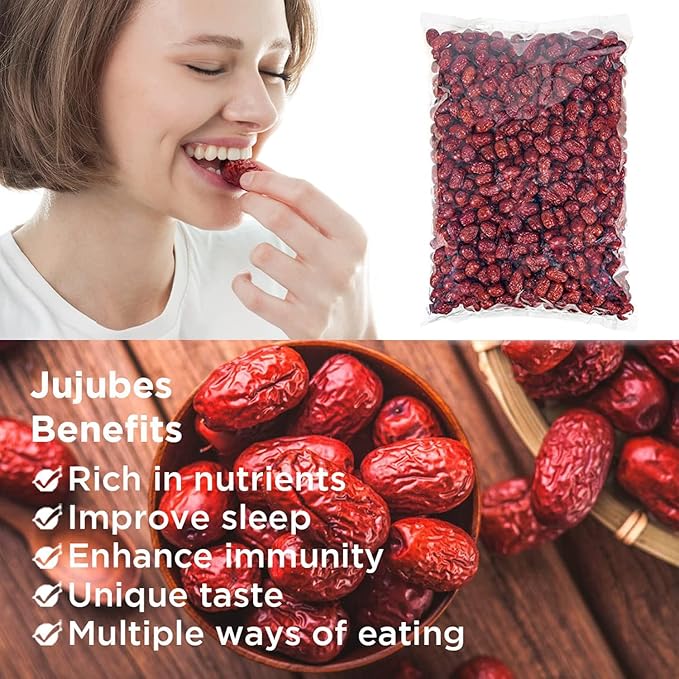 NESTLADY Premium Jujube Date Red Date5LB/2270g Jumbo Value Pack100% Natural Health Snack Dried Fruit Sweet and Chewy