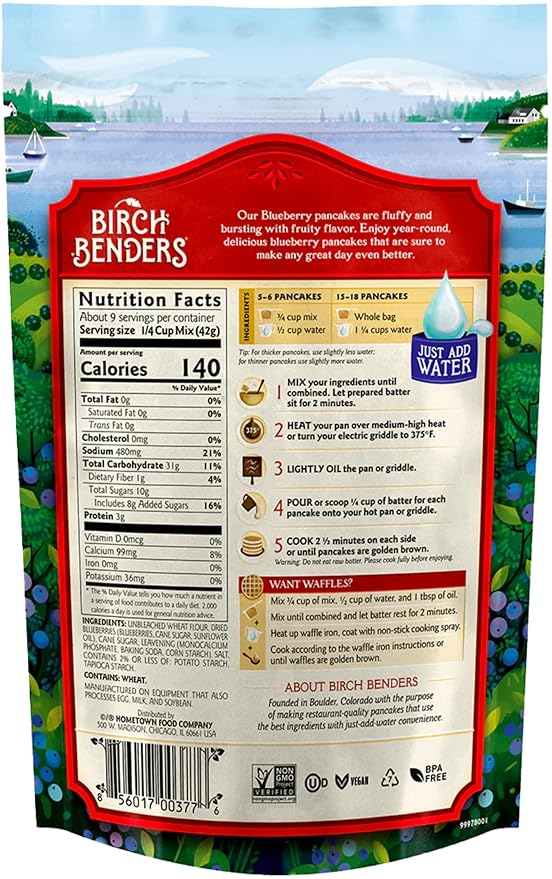 Birch Benders Pancake and Waffle Mix Variety: (Pack of 4) Organic Classic Blueberry Organic Confetti Organic Chocolate Chip