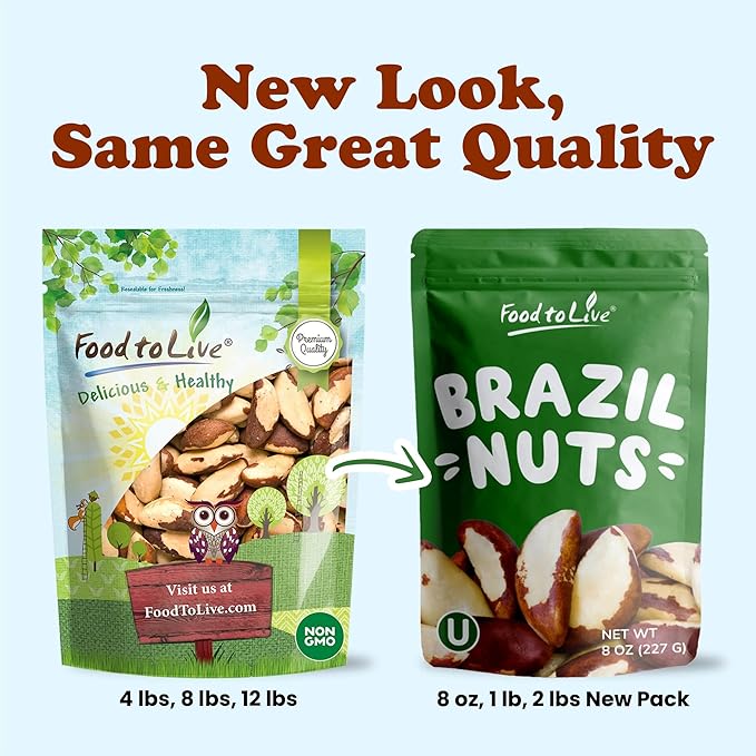 Food to Live Brazil Nuts 5 Pounds - Raw Whole No Shell Unsalted Kosher Vegan Keto and Paleo Friendly Bulk Good Source of Selenium Low Sodium and Low Carb Food.