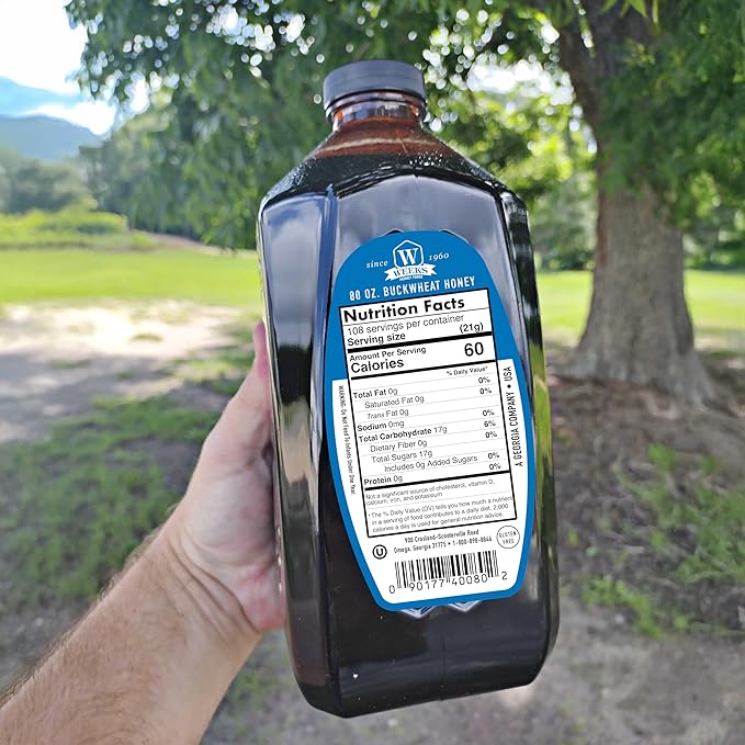 Pure Raw Unfiltered Buckwheat Honey 80 oz - Premium Dark American Buckwheat Honey by Weeks Honey Farm | Bold Molasses Flavor