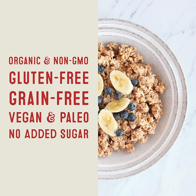 Wella Cereal Oatmeal Alternative Gluten-Free Breakfast Hot Cereal Grain-Free Paleo Organic Vegan High Protein Superfood Plant-Based Non-GMO Low in Net Carbs Single-Serve Packets Cranberry Pecan