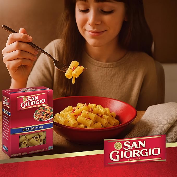San Giorgio Rigatoni Pasta 12-Pack (16 oz Each) – Authentic Italian-Style Tube Pasta for Hearty Sauces &amp Bakes
