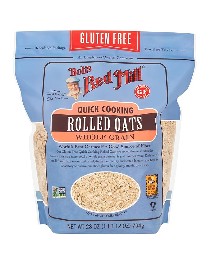 Bob's Red Mill Gluten Free Quick Cooking Rolled Oats 28oz (Pack of 8) - Non GMO Whole Grain Vegan Kosher