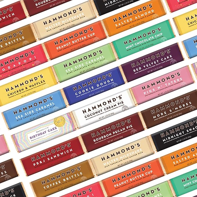 Hammond's Candies Bourbon Pecan Pie Chocolate Bar 2.25 Ounces Pack of 5 Handcrafted in the USA