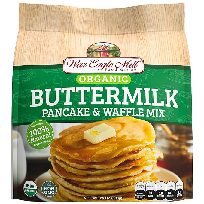War Eagle Mill Organic Buttermilk Pancake &amp Waffle Mix 24 oz Bag (2 Pack)