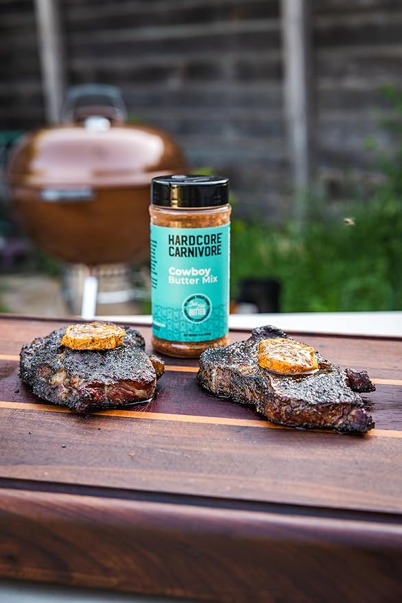 Hardcore Carnivore Black &amp Cowboy Butter Seasoning Duo (13 oz + 9 oz Shakers) Texas-Made Brisket BBQ Grilling Smoking Seasoning and Compound Butter
