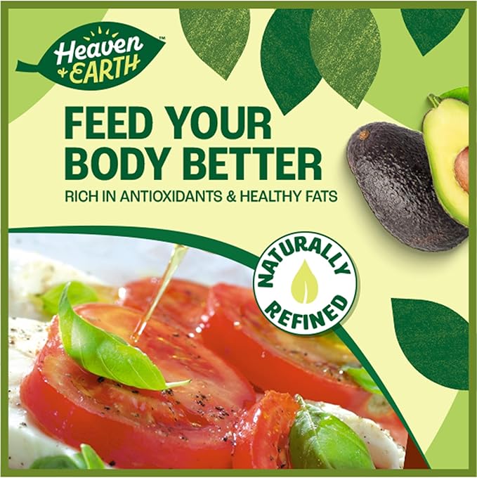 Heaven &amp Earth Premium Cold Pressed 100% Pure Avocado Oil 2 Liter | High Smoke Point 520F | Naturally Refined | Certified Kosher (including Passover)