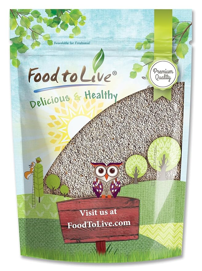 Food to Live - White Chia Seeds 6 Pounds - Whole Raw Kosher Keto Sirtfood Vegan Bulk. Rich in Omega 3 Omega 6 Fiber Protein. Great for Chia Pudding Yogurt Cereals Smoothies