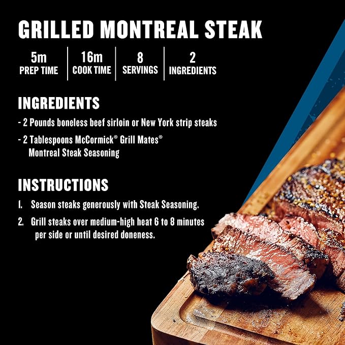 McCormick Grill Mates Montreal Steak Seasoning 7 lb - One 7 Pound Container Montreal Steak Rub Seasoning Ideal for Steaks Ribs Burgers and Vegetables for a Zesty Flavor