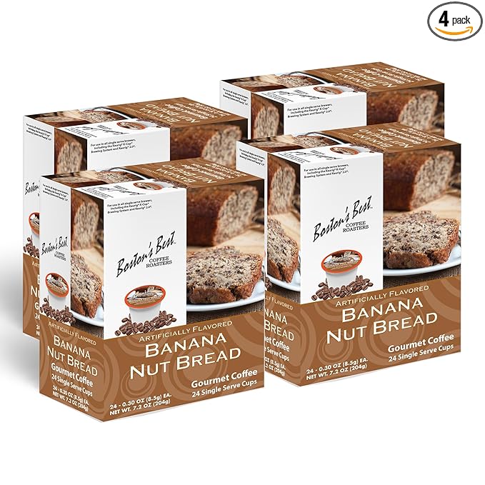 Boston’s Best - Banana Nut Bread Flavored Delicious Gourmet Coffee Compatible with Keurig Coffee Maker 24 Count (Pack of 4)