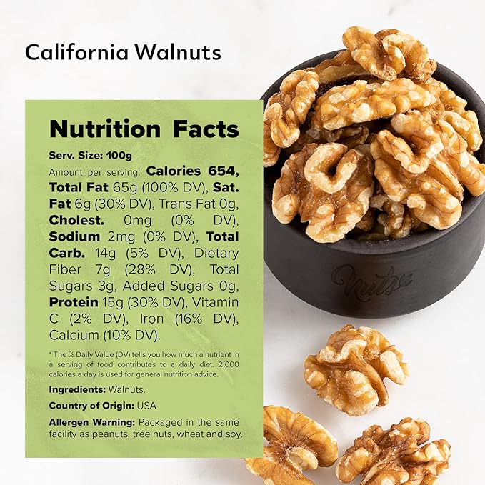 NUTS U.S. – California Raw Walnuts (No Shell) – Fresh Chandler Variety with a Mild Buttery Crunch – A Delicious Source of Protein Fiber &amp Omega-3 – Non-GMO Vegan &amp Gluten-Free – Resealable