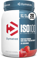 Dymatize ISO100 Whey Protein Powder Isolate Strawberry 25g of Protein 5.5g BCAAs Less Than 120 Cal. Gluten Free 1g Fat 1g Sugar 2g Carb (20 Servings)