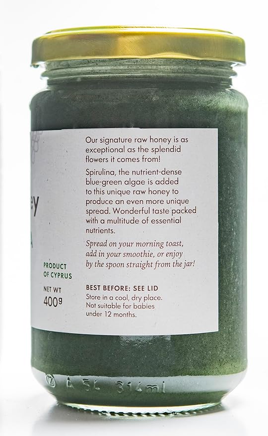 Mellona 100% Raw &amp Natural Creamy Honey with Spirulina- Creamed Raw Honey with Unheated &amp Unfiltered Superfood - Food comes with pure Natural Sweetness 400 Gram