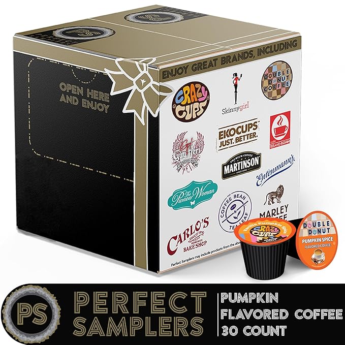 Perfect Samplers Pumpkin Spice Coffee Pods Variety Pack Medium Roast Fall Coffee for Keurig K Cups Machines Pumpkin Party Sampler 30 Count