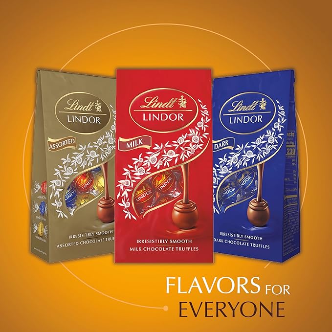 Lindt LINDOR Caramel Milk Chocolate Candy Truffles Milk Chocolate Candy with Smooth Melting Truffle Center 25.4 oz. 60 Count