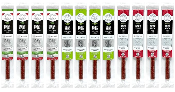 Good Fod Foods Meat Stick Variety Pack – Low FODMAP Snacks for a Healthy Gut Zero Sugar Jerky Sticks Keto Friendly Gluten-Free Beef Sticks 1 Ounce (12 Pack)