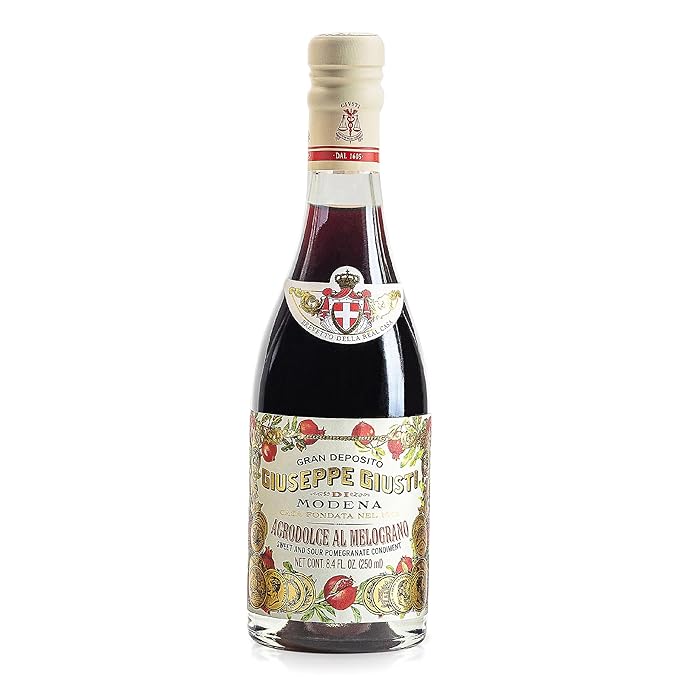 Giuseppe Giusti Pomegranate Sweet and Sour Condiment – Made With Balsamic Vinegar of Modena Elevate Salads Pasta Desserts and Craft Cocktails – 8.45 fl oz (250 ml) - Pack of 1