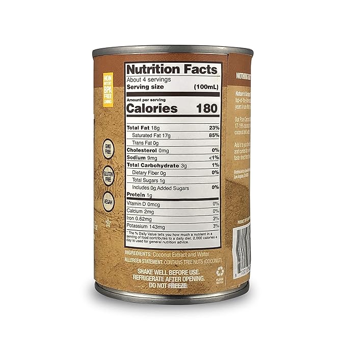 Nature’s Greatest Foods Pure Coconut Milk – No Guar Gum No Additives Non-GMO BPA-Free Vegan Gluten-Free and Kosher 17-19% Coconut Milk Fat Unsweetened 12-pack