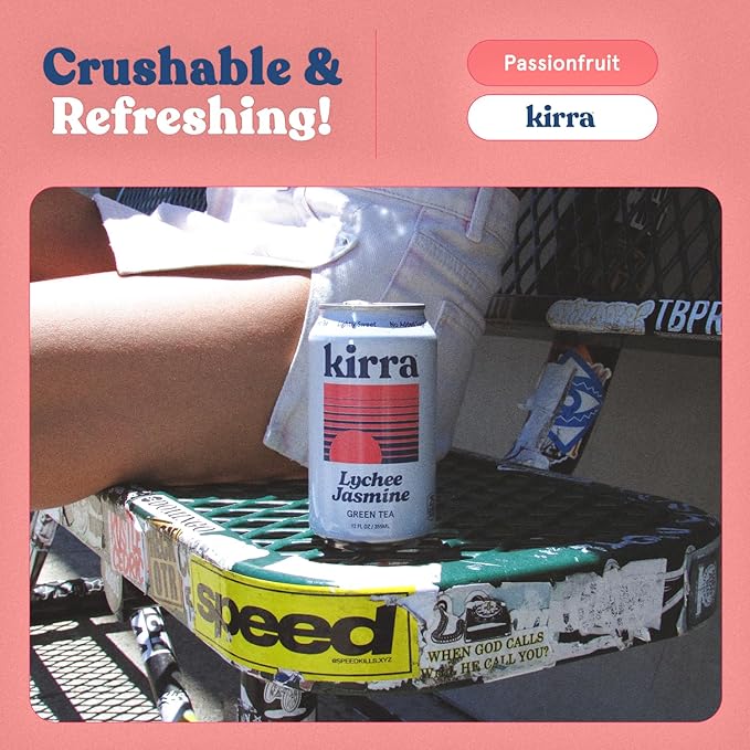Kirra Organic Iced Tea 12 Pack - Lychee Jasmine Green Tea - Lightly Sweetened with Organic Juice - No Added Sugar or Artificial Sweeteners - Ice Tea Cans - Iced Green Tea with Lychee Tea Flavor