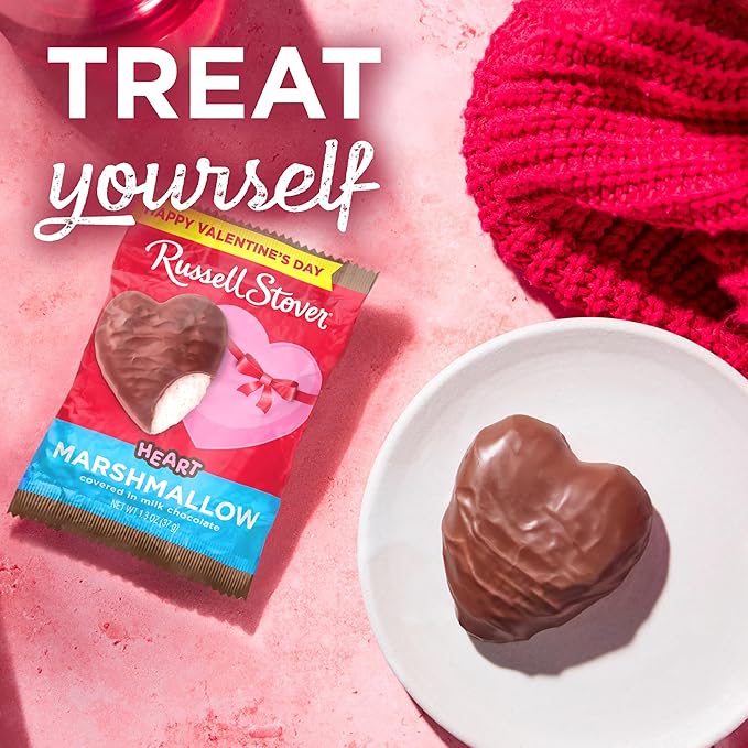 RUSSELL STOVER Valentine's Day Milk Chocolate Marshmallow Heart 1.3 oz. (Pack of 18)
