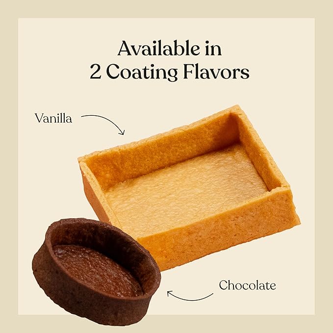 Cambie Medium Square Vanilla Tart Shells 55mm (2.16) Diameter French Style Tart Shells White Chocolate Coating Pack of 40