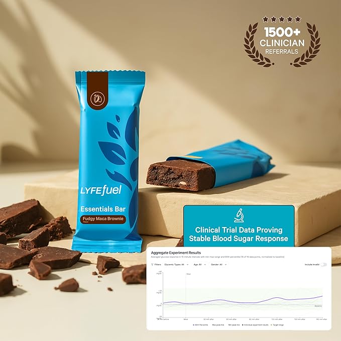 Meal Replacement Bar by LyfeFuel - Vegan Protein Bar Packed with Organic Superfoods Fiber &amp 21 Essential Nutrients from 100% Plant Based Whole Foods (Fudgy Brownie - Box of 10) Gluten Free Paleo