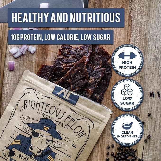 Righteous Felon Craft Jerky Snack Truffle-O-Bill Beef Jerky Made in America 2 Ounce (Pack of 8)