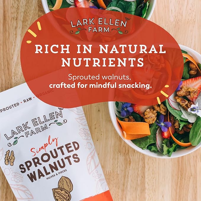 Lark Ellen Farm Organic Sprouted Walnuts – Raw Unsalted Keto-Friendly Healthy Vegan Snack Gluten-Free 10 Oz 3 Pack