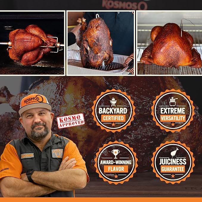 Kosmos Q Ultimate Turkey Brine Kit With Brine and Brining Bag Dirty Bird Rub Cherry Apple Habanero BBQ Glaze Gravy and Stuffing Bags &amp Recipe Card Full Set for Cooking or Smoking Holiday Meal