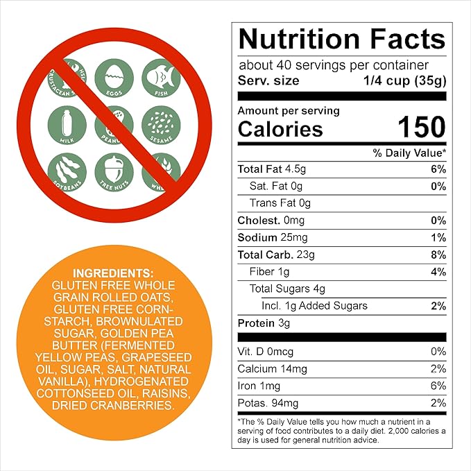Awesome Granola - Gluten Free Allergen Free Nut Free Soy Free Granola 4 count 50 oz bags - Raisin Cranberry