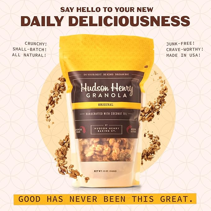 Hudson Henry OG Granola for Yogurt Snacking &amp Cereal | Gluten Free with Nuts and Seeds | Cashew Granola Non-GMO Small Batch Baked | 3 x 12 oz Bags
