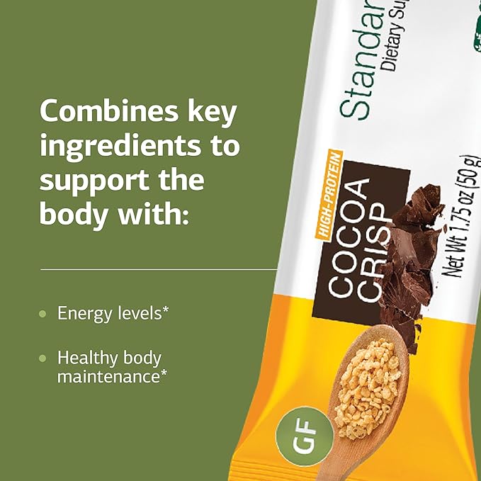 Standard Process StandardBar - Food Bar for Daily Energy Support - Nutrition Bar with Carbohydrates &amp Protein - Workout Snack Bar - Cocoa Crisp 18 Pack