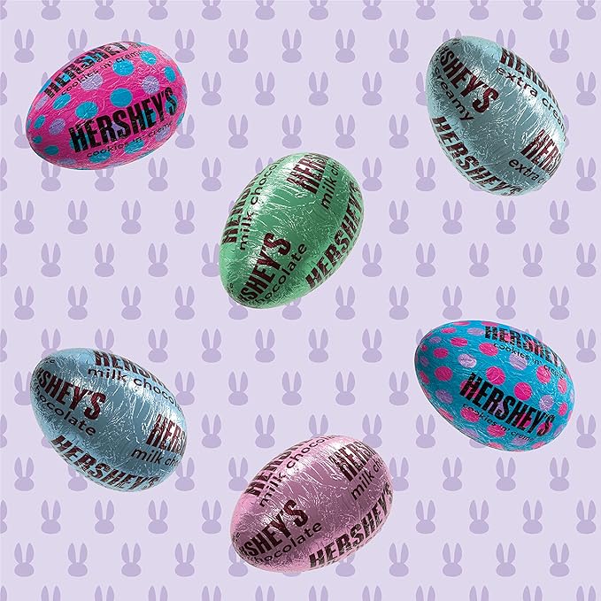 CandyKrave Hersheyes Easter Assorted Eggs Chocolate Candy - 2lb Individually wrapped Sweet &amp Creamy chocolate Eggs Candy - Bulk easter chocolate candy for Snacking Pinata Parties Gifting &amp M