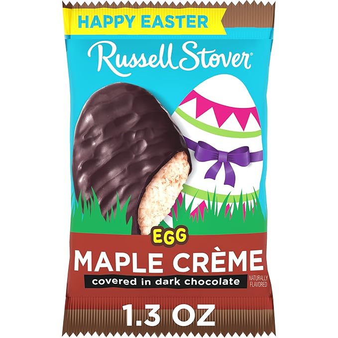 Russell Stover Easter Maple Creme Dark Chocolate Easter Egg 1.3 oz each (Pack of 18)