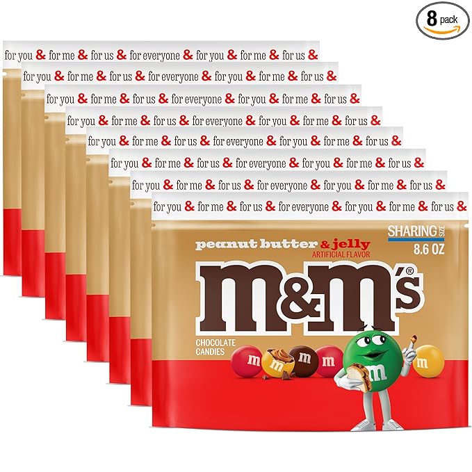 M&ampM’S Peanut Butter &amp Jelly Candy Sharing Size 8.6 Oz Resealable Bulk Candy Bags (Pack of 8)