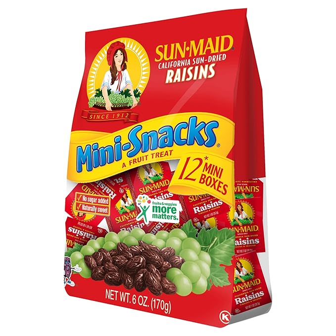 Sun-Maid California Dried Raisins Mini Snack Packs 0.5 Oz Boxes 12 CT (Pack of 6)