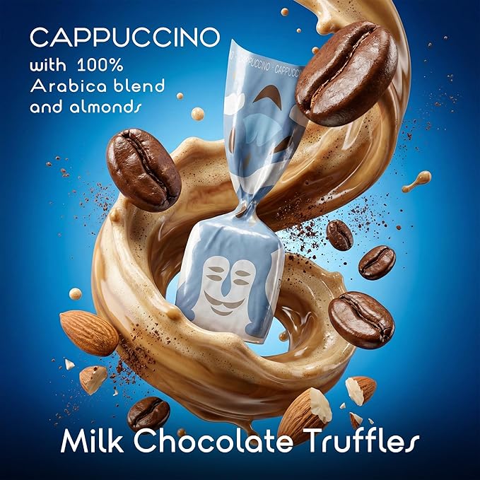 TartufLanghe Trifulot Cappuccino Milk Chocolate Truffles with Coffee - Individually Wrapped Gourmet Italian Truffle Candy Fancy Chocolate Gift Set in a Bag From Italy- 6.34 OZ