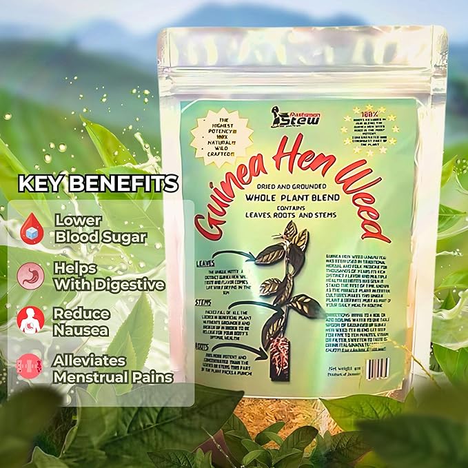 Rastaman Stew Guinea Hen Weed Tea 4oz – Jamaican Anamu (Petiveria Alliacea) Dried Leaves Stems &amp Roots | Wildcrafted Loose Leaf Herbal Bush Tea