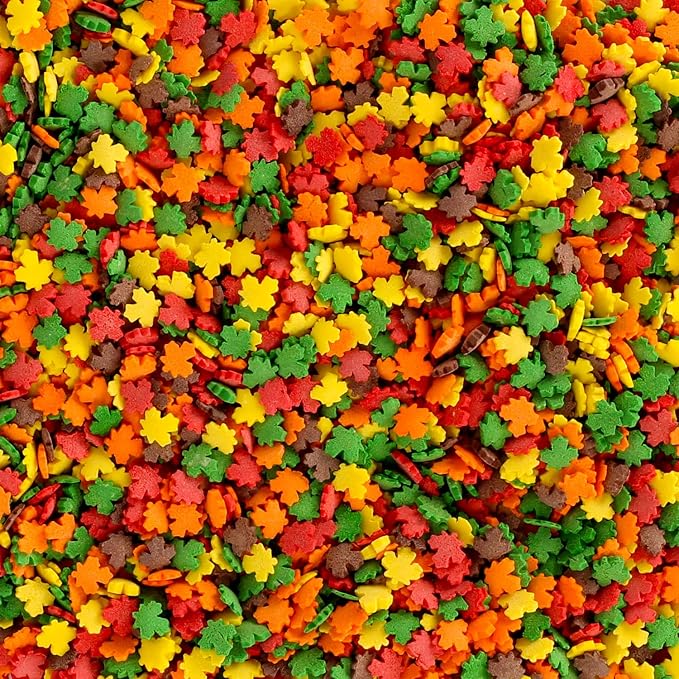 Thanksgiving Sprinkles - 1.7 Pounds - Fall Leaf Sprinkles for Baking - Autumn Leaf Shapes - Toppings for Cupcakes Cookies Cake Decorating