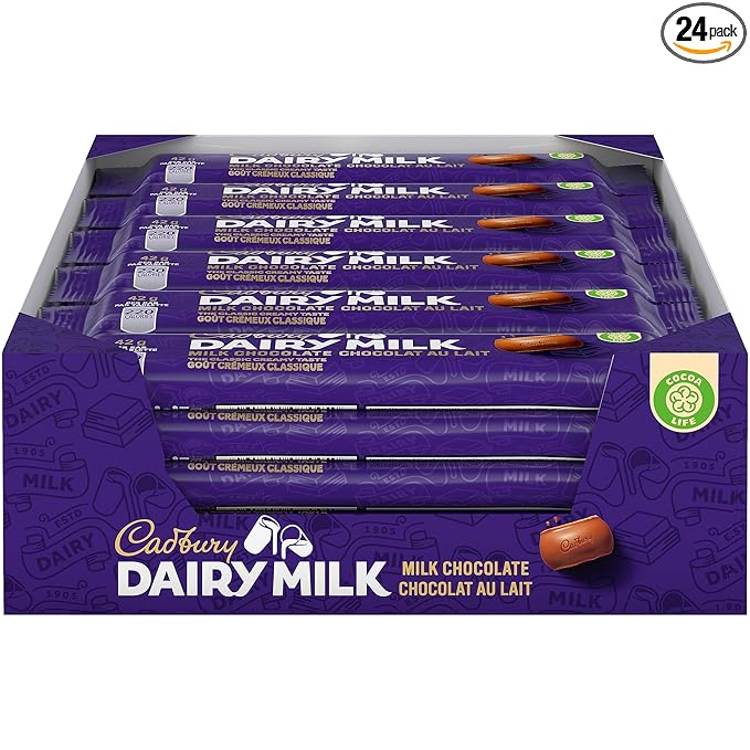 Cadbury Cholocate Bar Regular Size 42g/Bar (Dairy Milk Milk Chocolate 24 Packs)