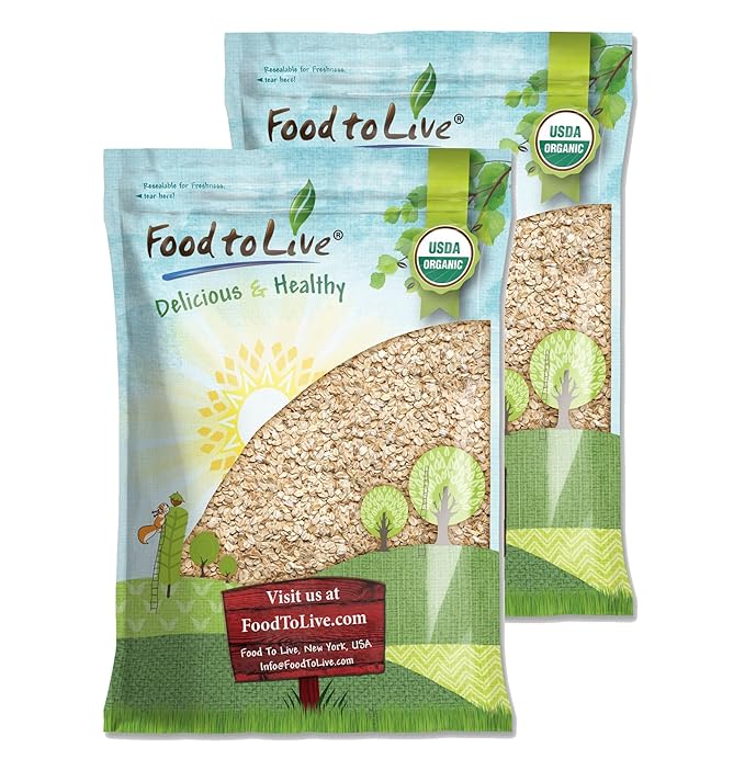 Food to Live Gluten Free Organic Regular Rolled Oats 12 Pounds – Non-GMO Old-Fashioned 100% Whole Grain Vegan Bulk. Rich in Fiber. Great for Oatmeal Cereal Granola Cookies. Made in USA